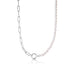 Silver Pearl Chunky Link Chain Necklace
